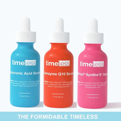 The FORMIDABLE TIMELESS Set : Hyaluronic Acid Vitamin C + Coenzyme Q10 + Matrixyl Synthe'6  Serums - each 1 oz / 30ml